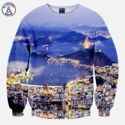 Mr.1991INC New style men's hoodies 3d sweatshirts printed beautiful night city slim long sleeve pullovers casual hoodies