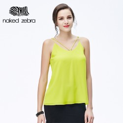 Naked Zebra Sexy Woman Sling Vest Solid Color Round Collar Special Sling Design Summer Tops Charming Lady Loosed Leisure Tank