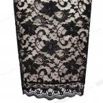 Nice-forever Pop Stylish Floral Black Lace White Lining Patchwork One-piece Elegant Sleeveless Bodycon Pencil Women Dress S09
