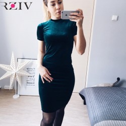 RZIV 2016 winter dress women fashion velvet dresses high quality ladies dresses 