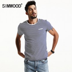 SIMWOOD 2017 Spring  Summer Short Sleeve T Shirts Men Striped  Fashion Tees Slim Fit Plus Size Breton Top TD1167