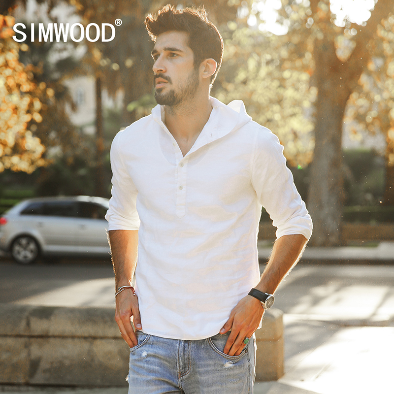 SIMWOOD 2017 Spring Summer Thin Hoodies Men 100% Pure Linen Sweatshirts ...