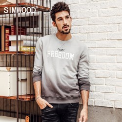 SIMWOOD New Autumn Winter Fashion Hoodies  Men 100% Cotton Sweatshirts Gradient color Brand Clothing WY8035