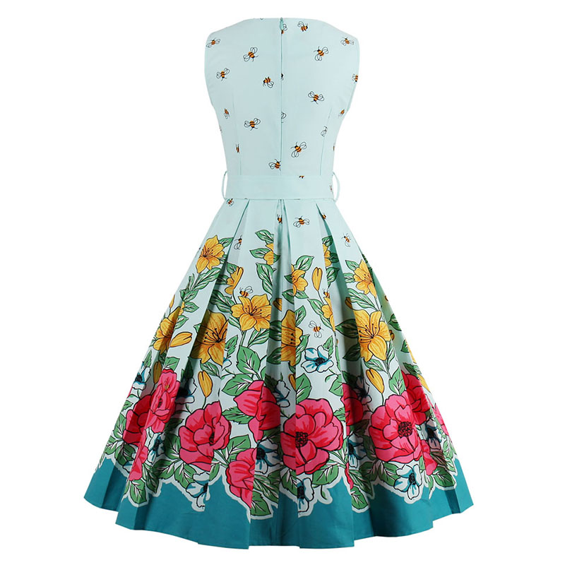 Sisjuly 2017 floral bee print vintage dresses style 1950s cute party ...