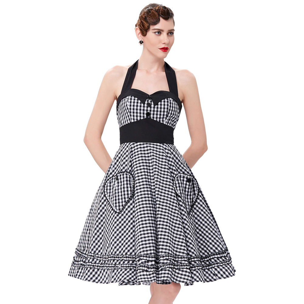Summer Style Women Dress 2016 Plus Size Audrey Hepburn Gowns Plaid Robe ...