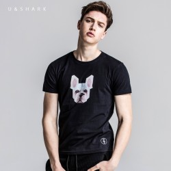 U&SHARK 2017 Mens Fashion Short Sleeve 3D Dog Printed T-shirts Funny Cartoon Tee Shirts Male Cotton O-Neck Popular Black Tops 