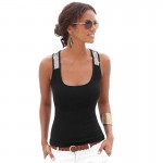 Z&KOZE 2016 New Blusas Summer Style Women Blouse Fashion Vest Shirt Beading Plus Size Sleeveless Tank Top Casual Shirts