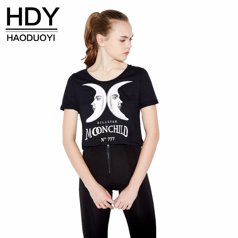 HDY-Haoduoyi-2017-Summer-Fashion-Women-Solid-Black-Punk-Style-O-neck-Short-Sleeve-T-shirt-Letter-amp-32274333030