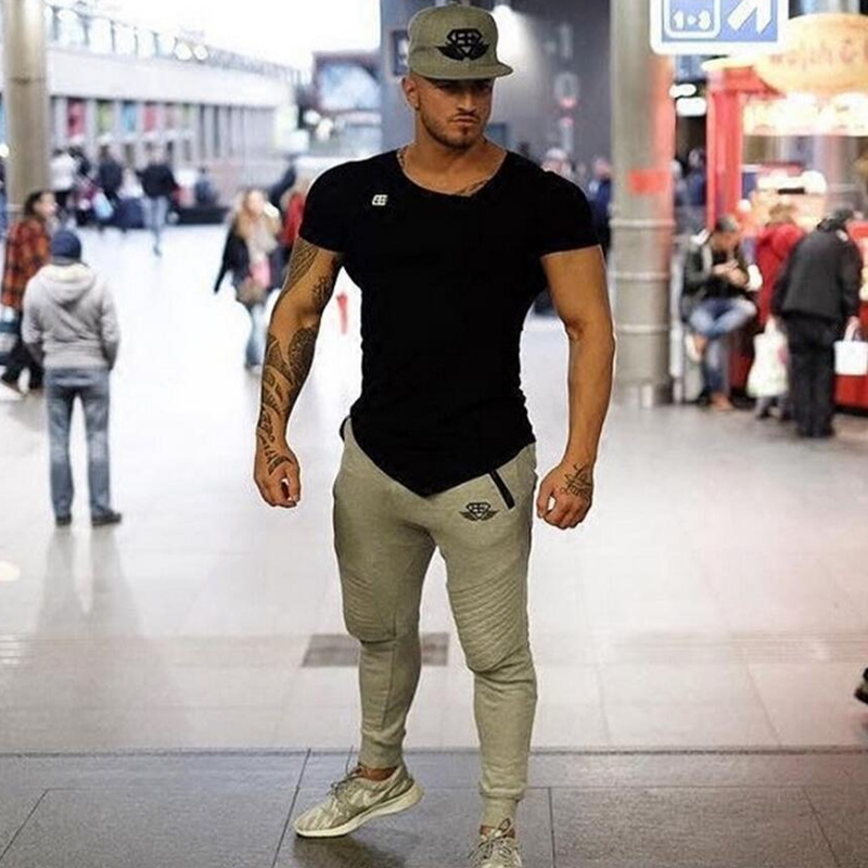 Men summer style Fashion T-shirts Fitness and bodybuilding Slim fit T ...